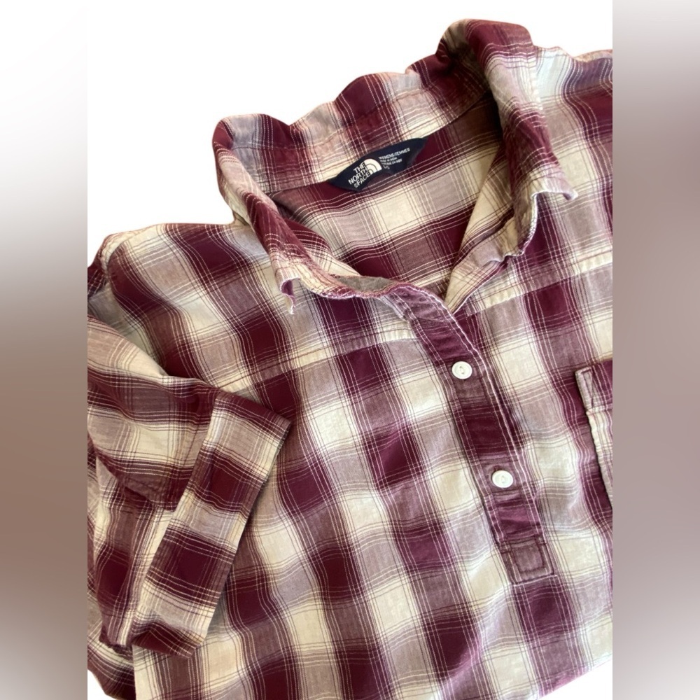 North Face Plaid Top Women’s L Hiking Gorpcore Outdoor Camping Outside Work